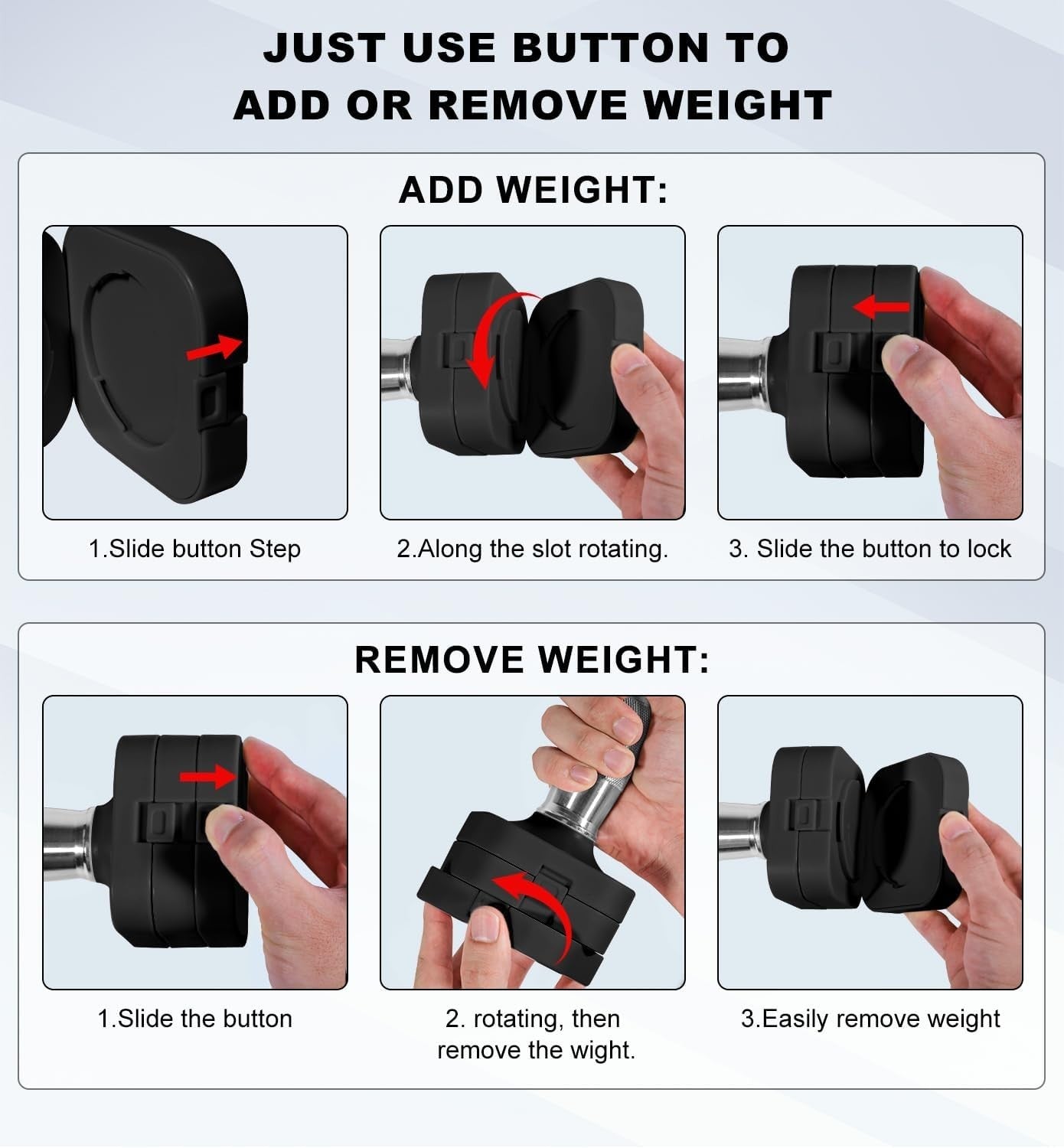 Adjustable Dumbbells Pair 15–50LB Anti-Roll Hand Weights Home Gym Set