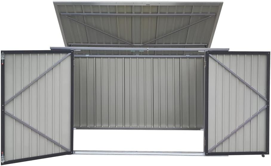 Galvanized Metal Garden Shed 1.05x2.1x1.3m Outdoor Tool & Bike Storage
