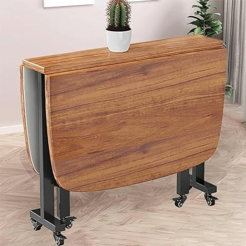 Space-Saving Folding Dining Table with Lockable Wheels – Extendable Table