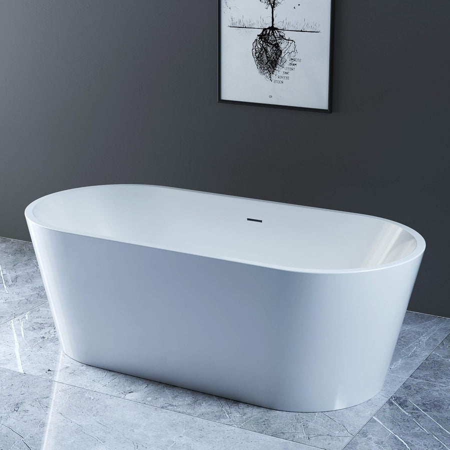 1700x800mm Round Freestanding Acrylic Bath White Luxury Soaking Tub