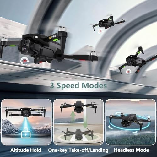 Foldable 4K Camera Drone with Brushless Motor, Optical Flow, 3 Speed Modes