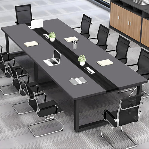 Dark Gray Conference Table 120cm w/ Metal Frame & Scratch-Resistant Top
