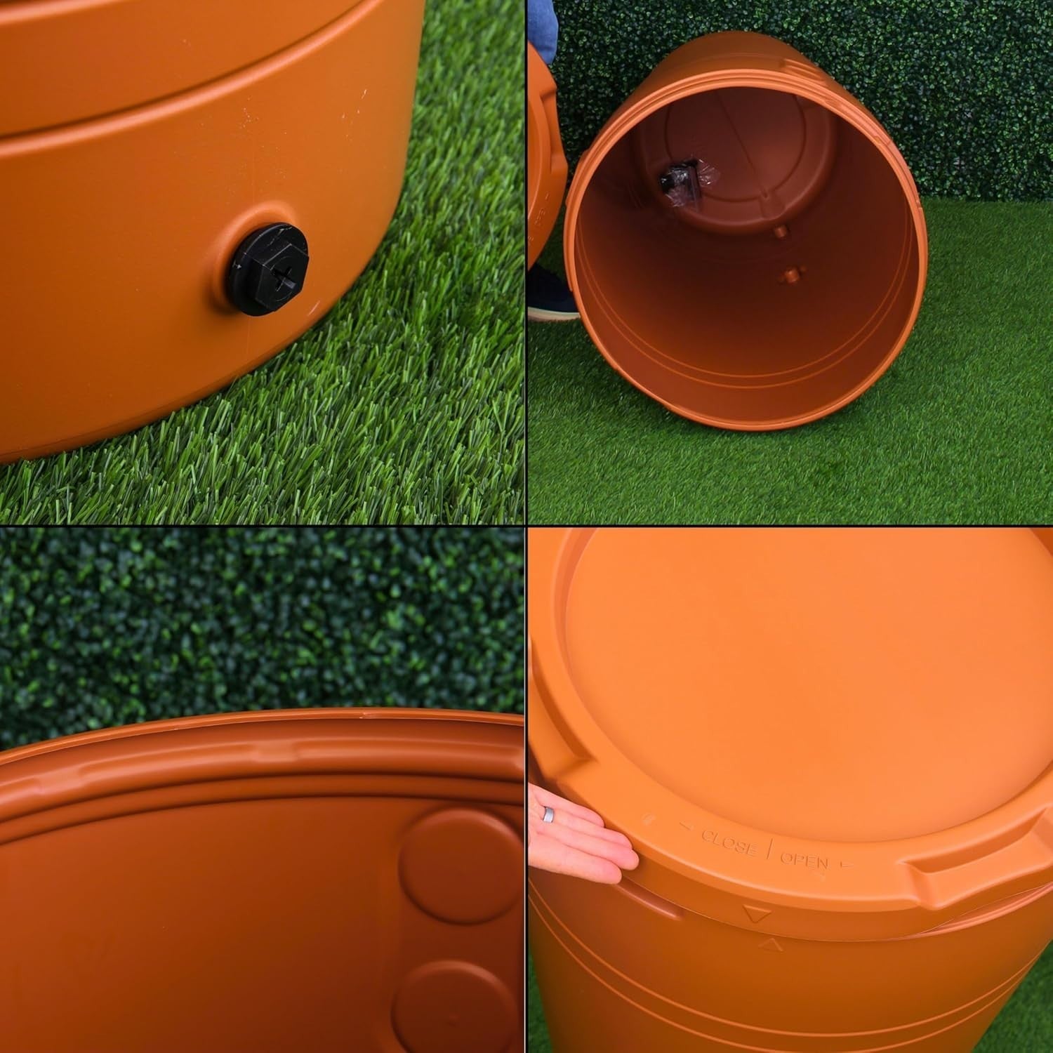 230L Cone Rainwater Butt With Tap Diverter Bio Cleaner Terracotta Garden