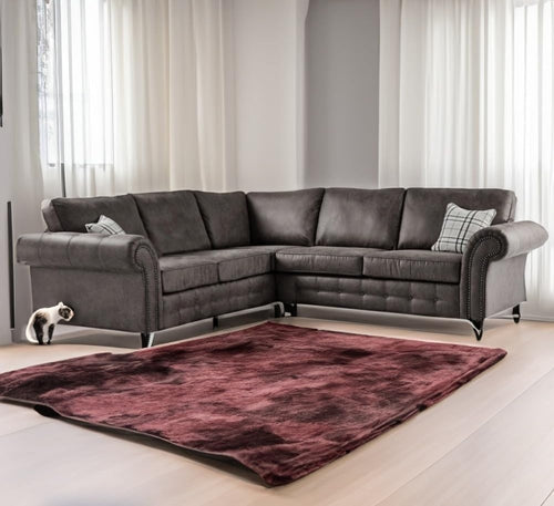 Large Corner Sofa Set 5 Seater – High Back Faux Leather 2C2 Couch Black