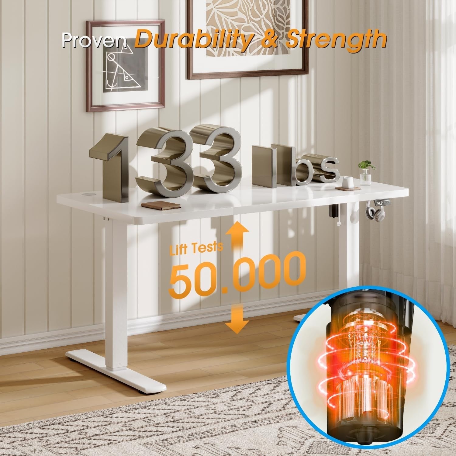 Electric Height Adjustable Desk 180x80cm | White Sit Stand Workstation