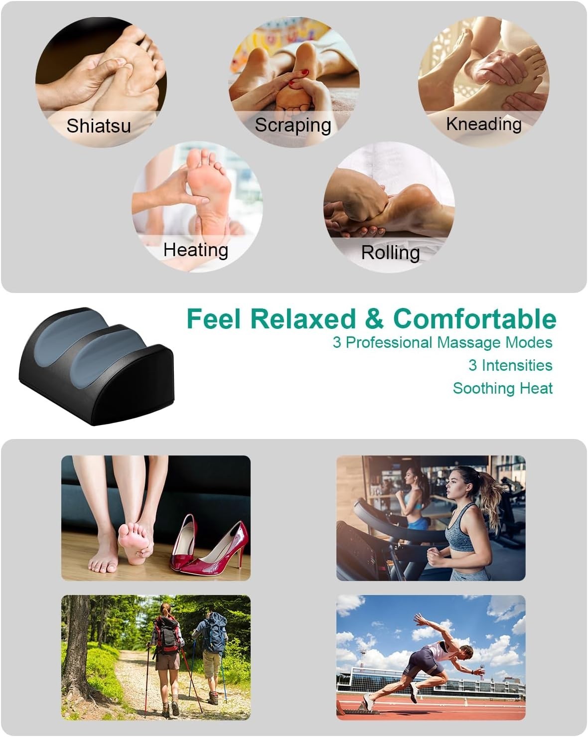 Shiatsu Foot Massager with Heat Deep Tissue Circulation Relief Leg Therapy