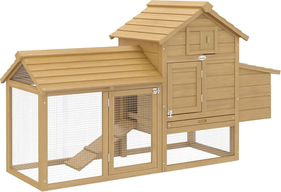 Small Chicken Coop with Run Wooden Hen House Nesting Box Outdoor