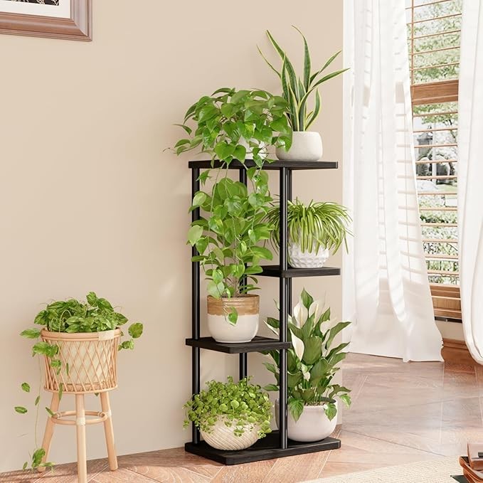 4 Tier Metal Plant Stand Indoor Tall Corner Flower Shelf for Living Room Balcony