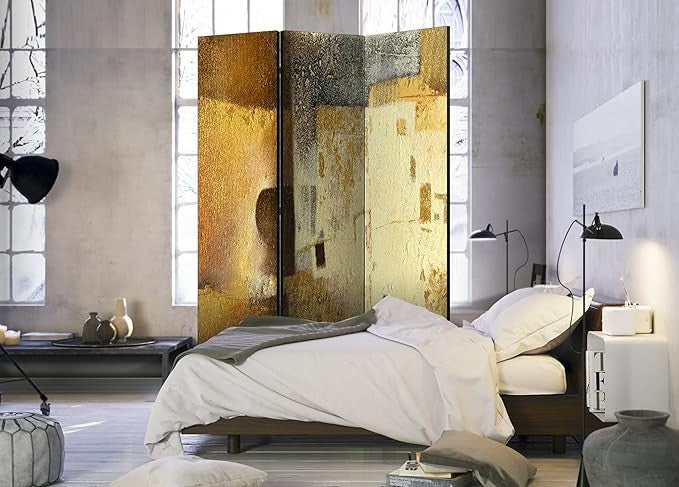 Warm Abstract Art Room Divider 135×172cm 3-Panel Foldable Privacy Screen