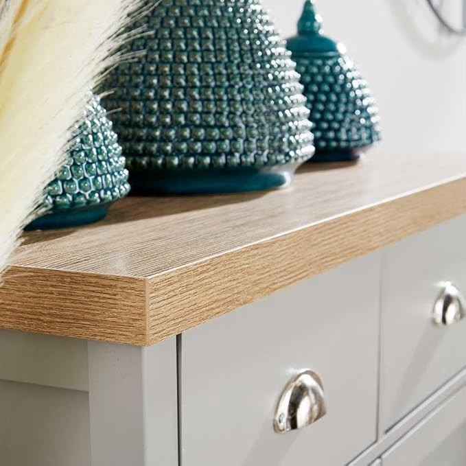 Modern Grey Oak Sideboard Cabinet with 2 Doors 2 Drawers Storage Unit Cupboard