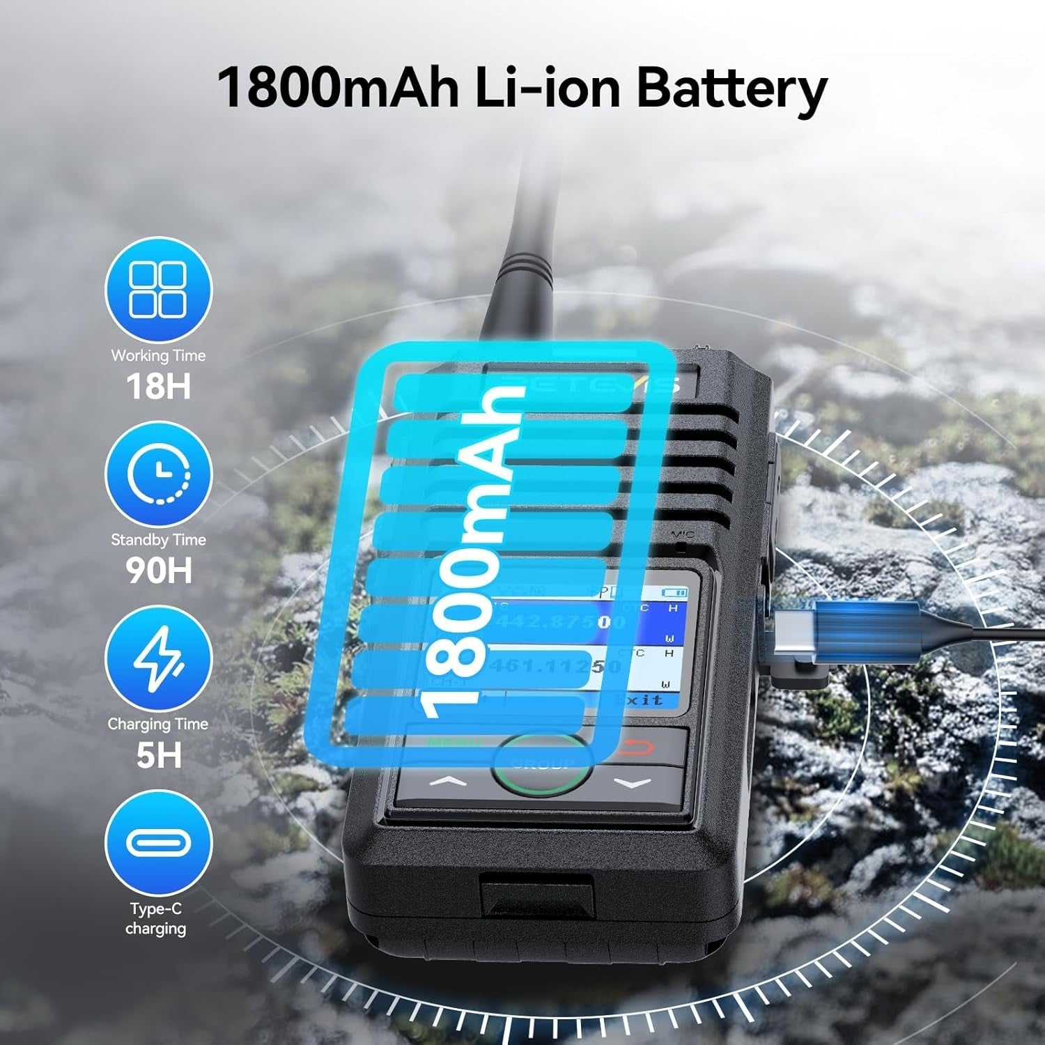 Bluetooth Walkie Talkies Long Range 2 Pack APP Control VOX AI Noise