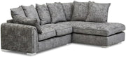 4 Seater L Shape Chenille Corner Sofa Bed with Footstool - Plush Platinum