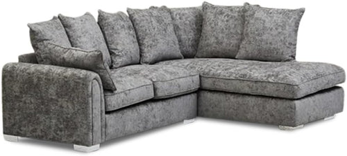 4 Seater L Shape Chenille Corner Sofa Bed with Footstool - Plush Platinum
