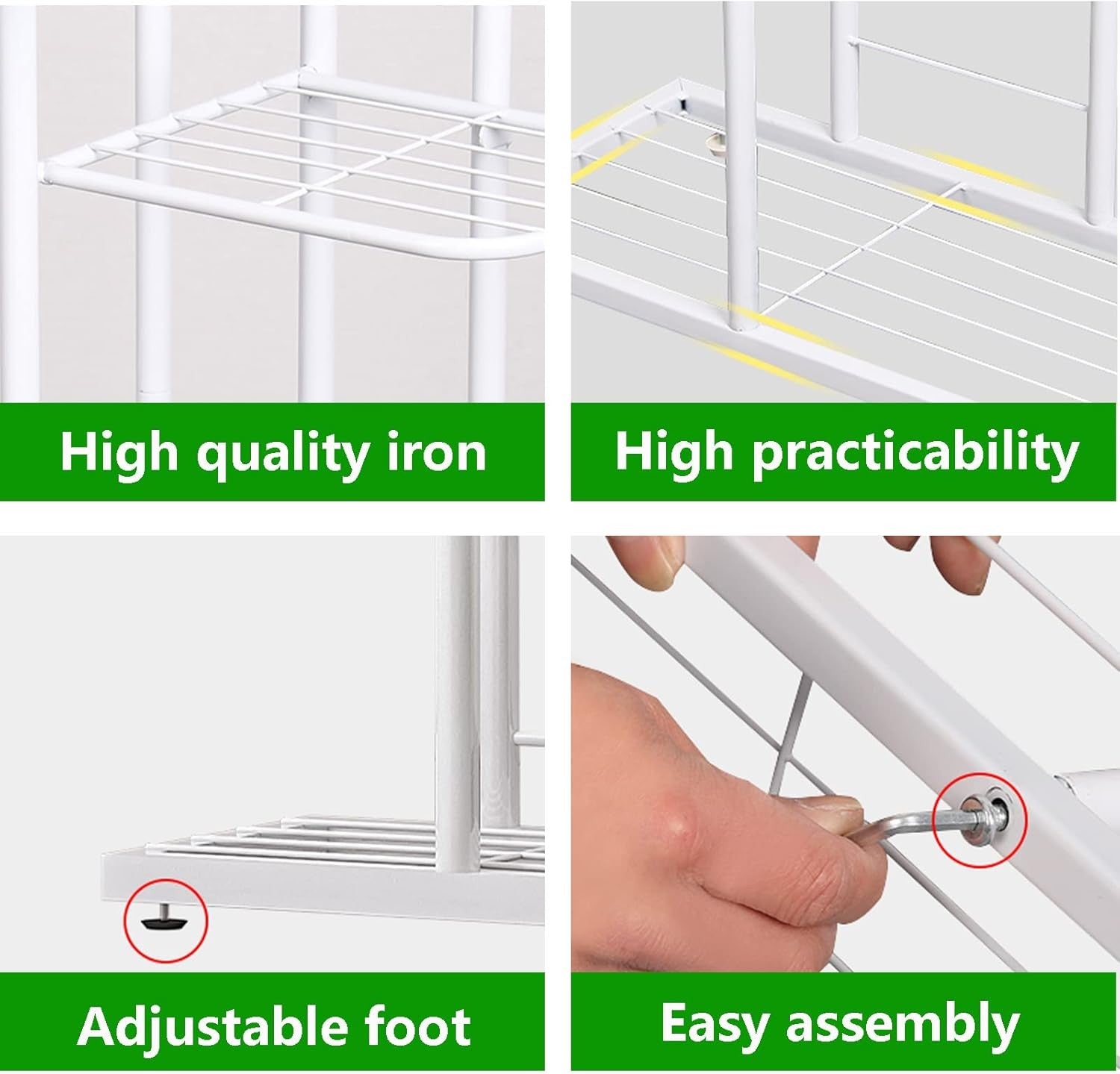 6 Tier 7 Pot White Metal Plant Stand Indoor Outdoor Multi Plant Display Rack