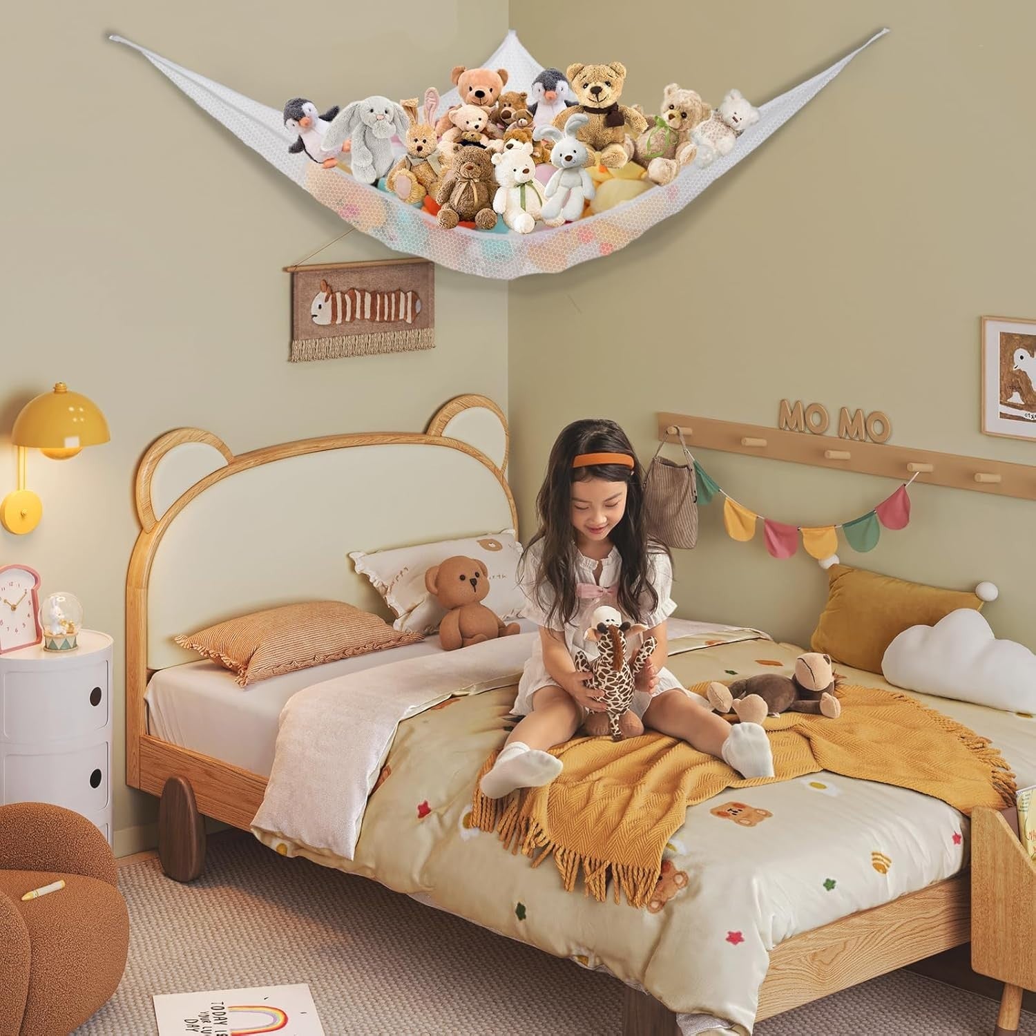 2 Pack White Toy Hammock – Extra Large Stuffed Animal Storage Net for Corner
