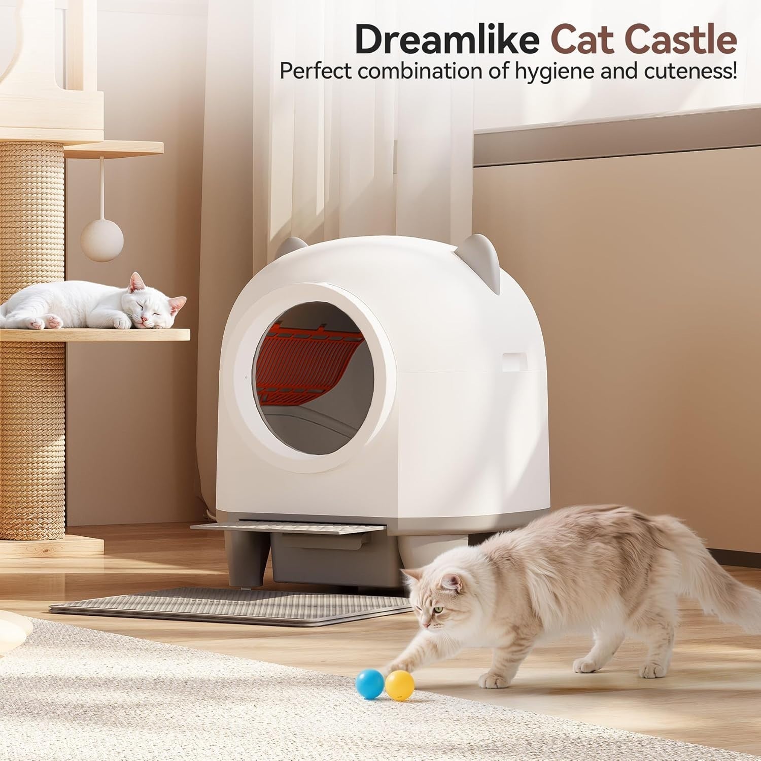 XXL Self Cleaning Cat Litter Box 90L Auto App Control Odor Control