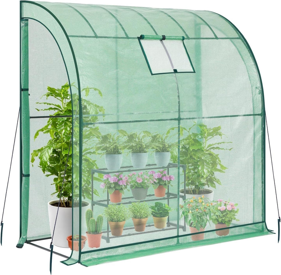 Heavy Duty Walk-In Lean-To Greenhouse 200x100x215cm PE Cover Tunnel