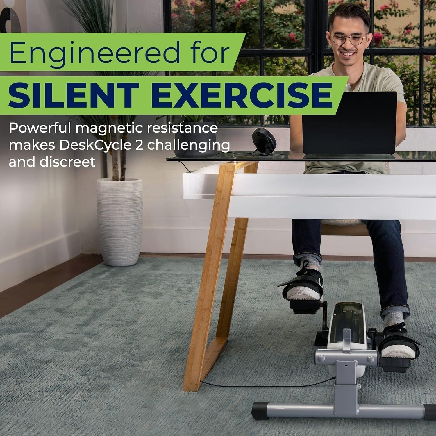 Height Adjustable Under Desk Pedal Bike Magnetic Resistance Quiet