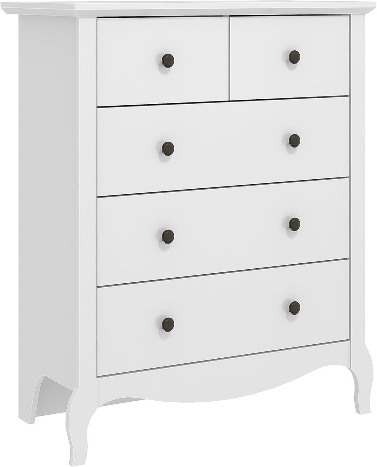 White 5 Drawer Chest Storage Cabinet Hallway Bedroom Modern Slim Unit