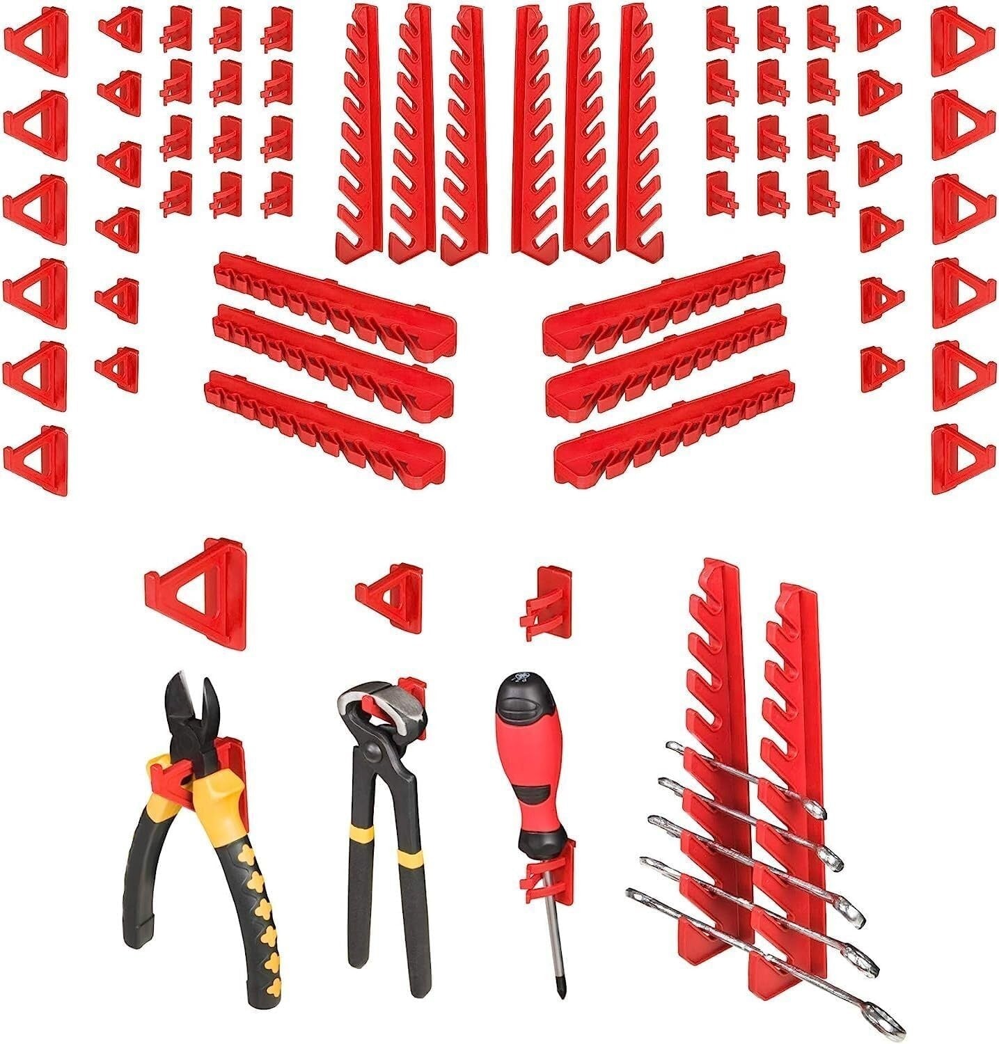 Wall Mounted Tool Peg Board Set Garage Workshop Storage Rack Red