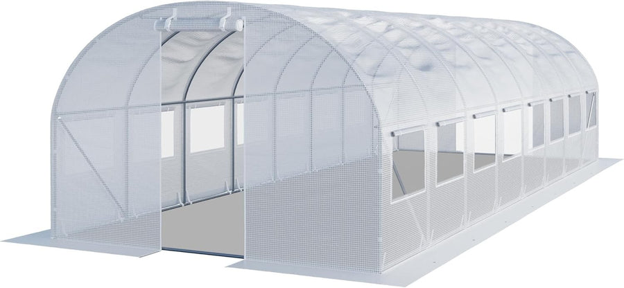 Large 3×8m Polytunnel Greenhouse with Windows | Heavy Duty Steel Frame