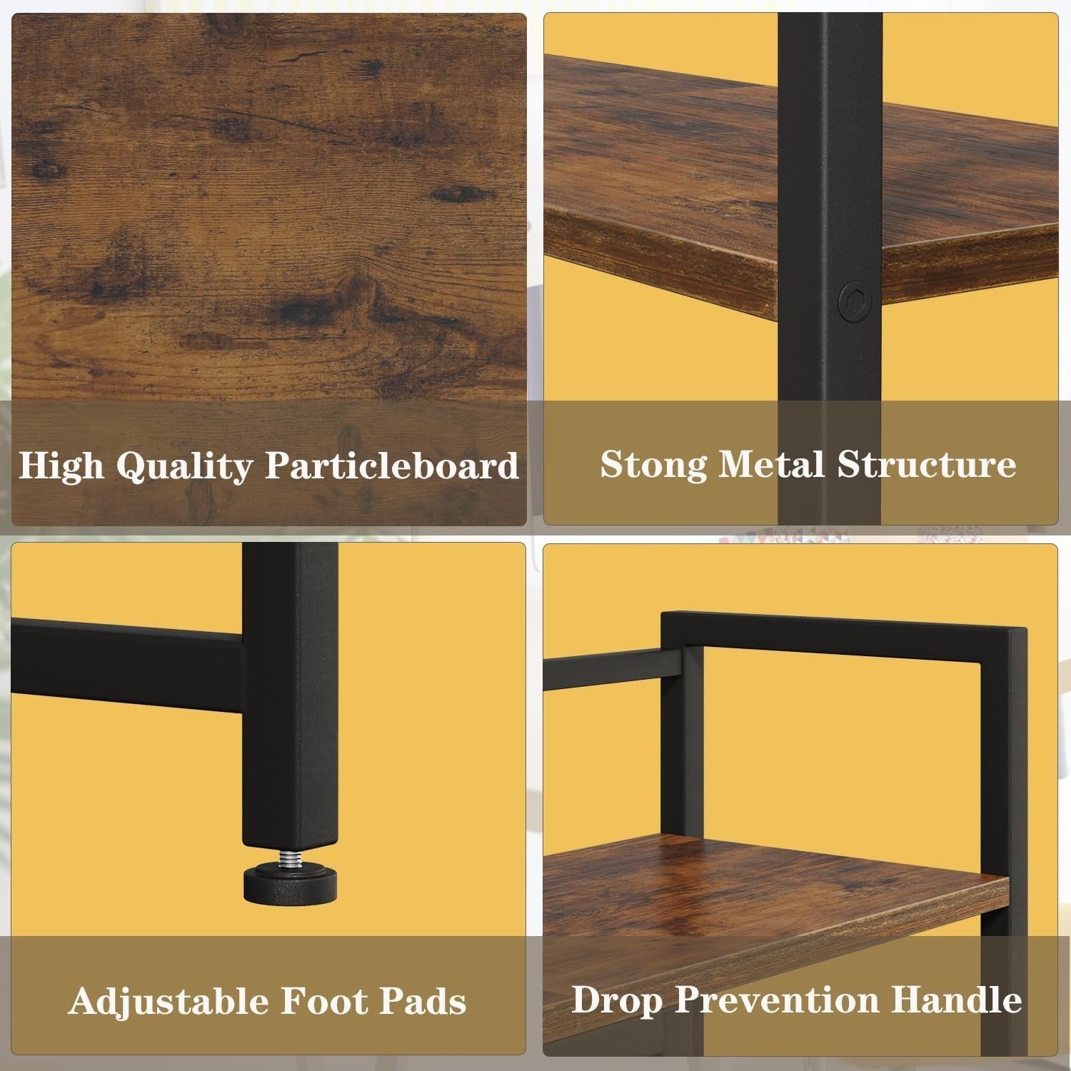 38.6" Desk Hutch 3-Tier Desktop Shelf Organizer Rack Monitor Stand Rustic Brown