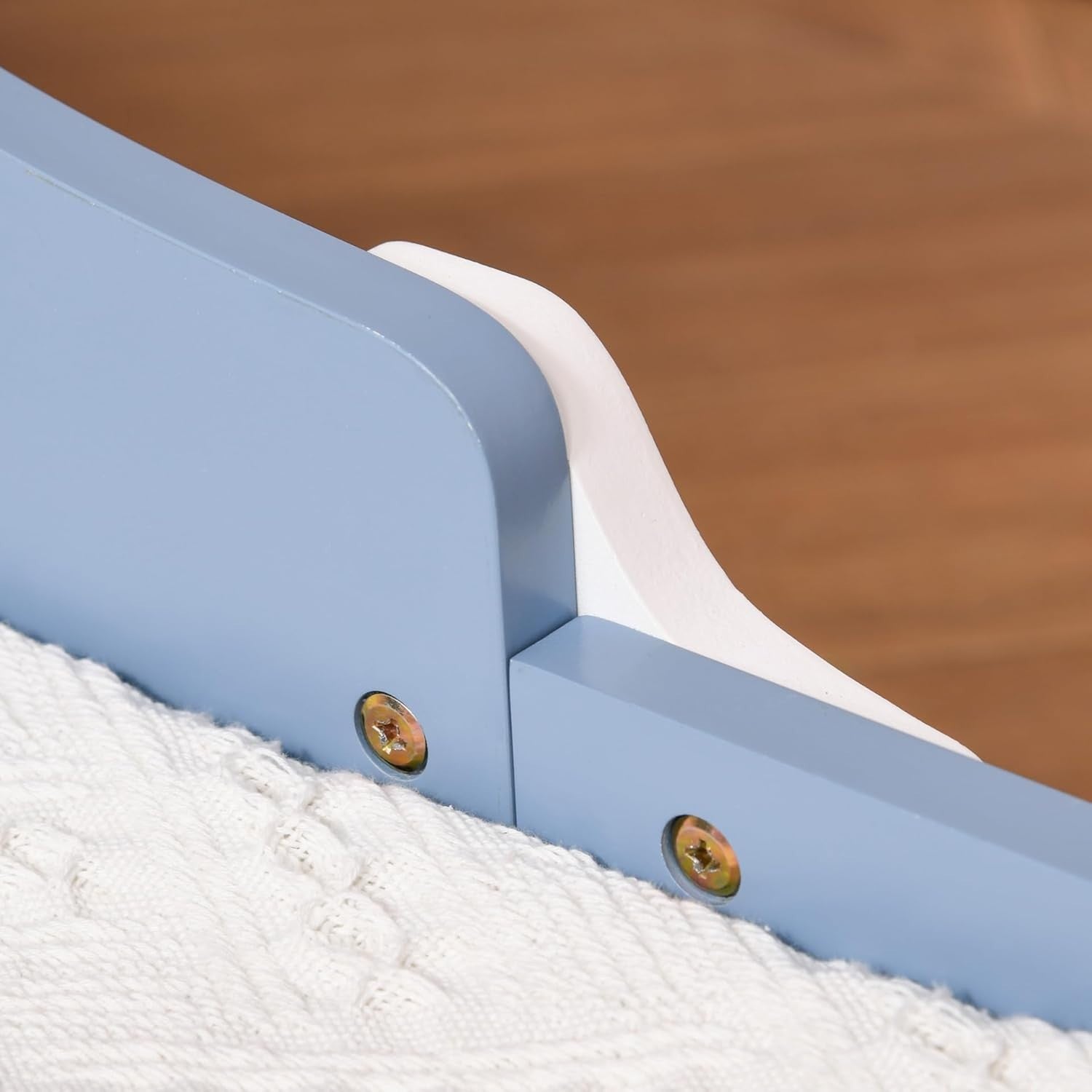 Kids Toddler Bed Frame with Guardrails Low Junior Bed Safe Modern Blue