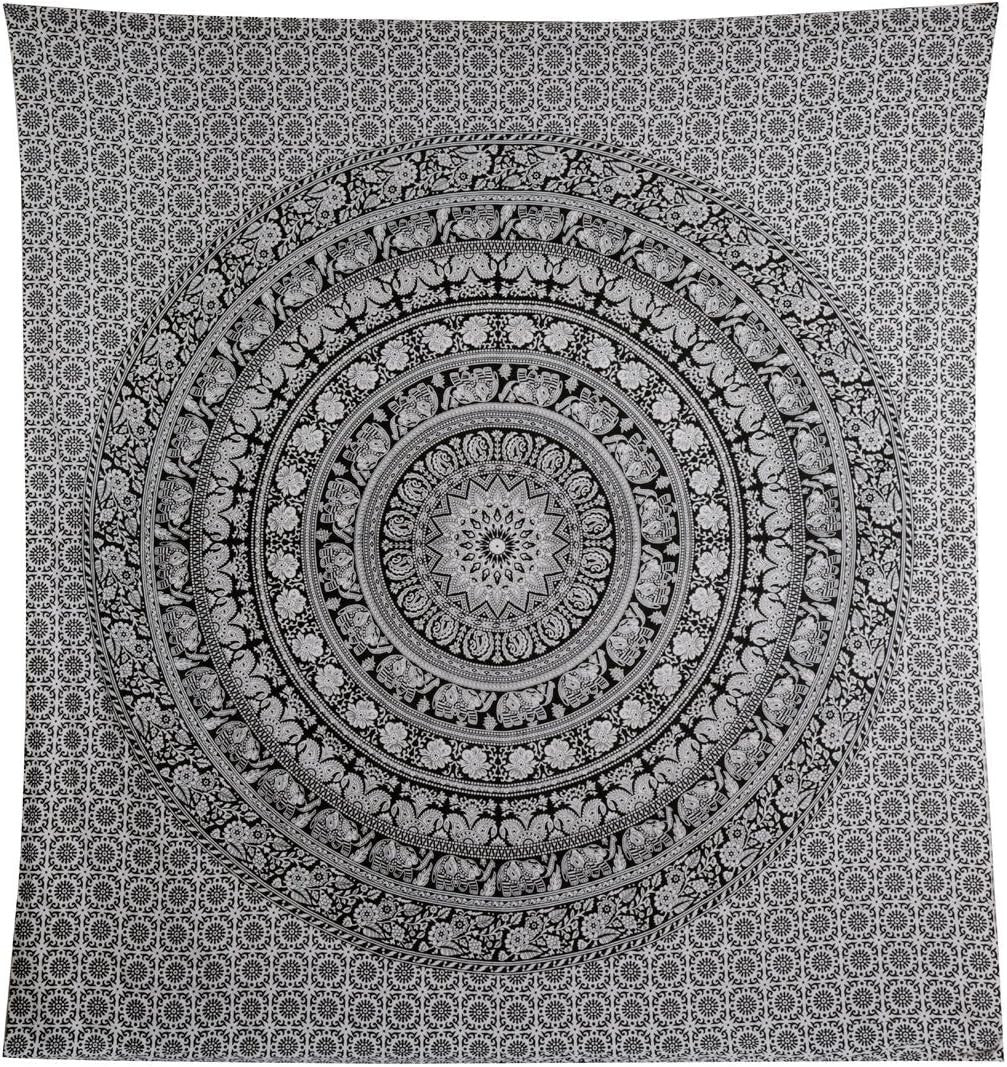 Extra-Large Cotton Elephant Mandala Wall Tapestry Boho 90x84