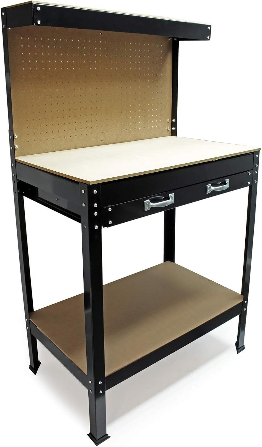 Workbench 1200x600x1600mm with Drawer Pegboard Shelf Garage Tool Station