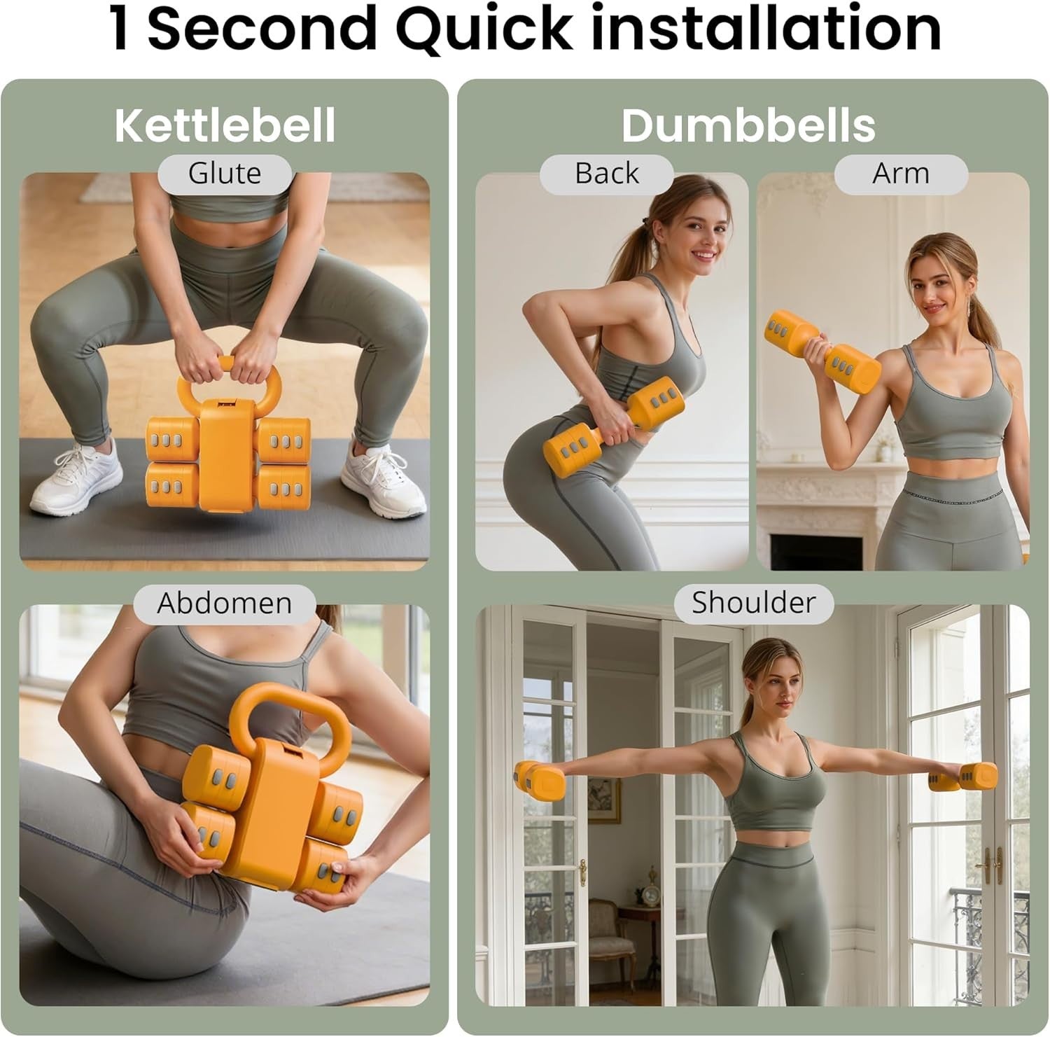 2-in-1 Adjustable Dumbbell Kettlebell Set Quick Change 2.2–5.5lb