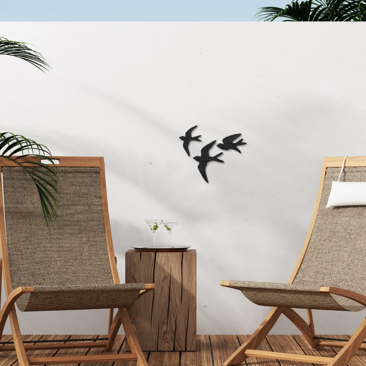 3Pc Cast Iron Bird Wall Art Swallow Sculpture Outdoor Indoor Decor