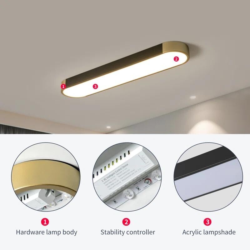 70CM Dimmable LED Ceiling Light Remote Control Gold Black Flush 36W 6500K