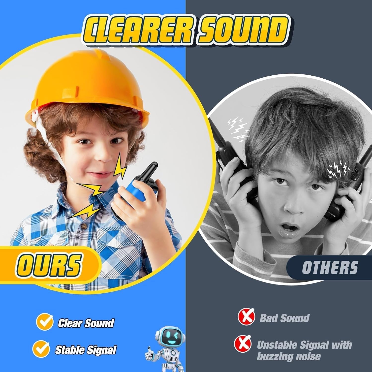 Kids Walkie Talkies Lightweight Robot Toy Long Range Gift 2 PCS Blue