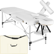 Portable Massage Table Foldable Height Adjustable Aluminium Bed + Bag White