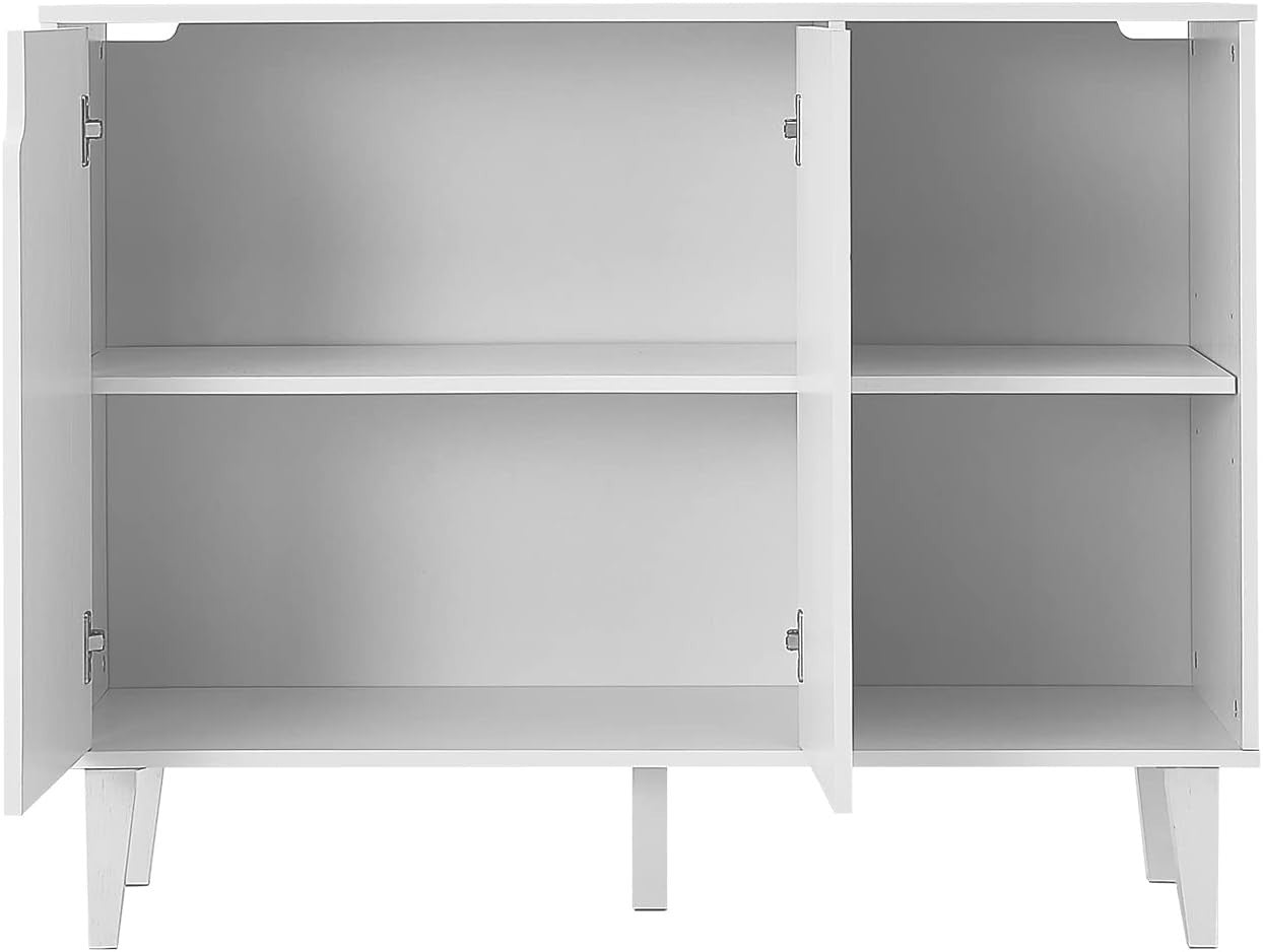 White Sideboard Buffet Cabinet with Doors & Shelves – Modern Storage Unit