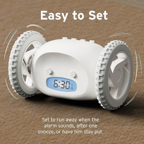 Runaway Alarm Clock on Wheels Extra Heavy Sleeper Rolling Jumping