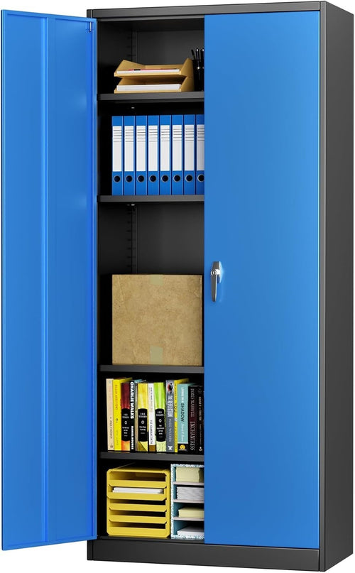 Lockable Metal Storage Cabinet 180cm with Shelves for Garage Office Tools