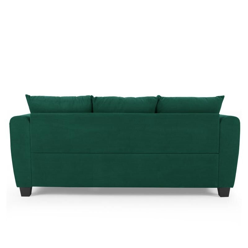 Green Cord 3 Seater Sofa with Chaise Reversible Corner Couch UK