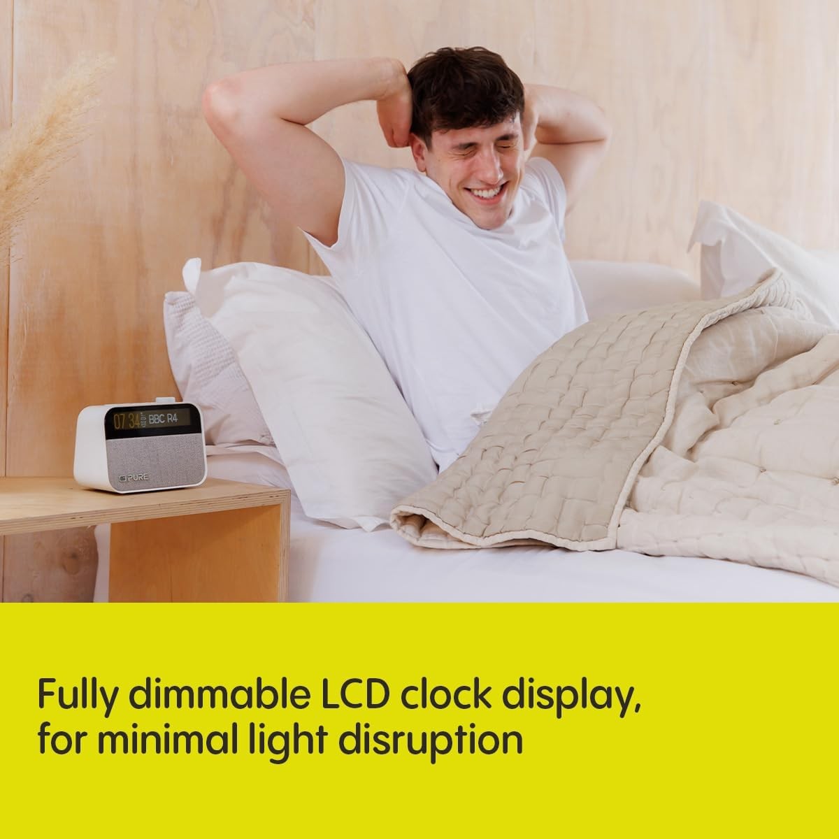 White Bluetooth Alarm Clock DAB FM Radio White Noise Wake Light Bedside