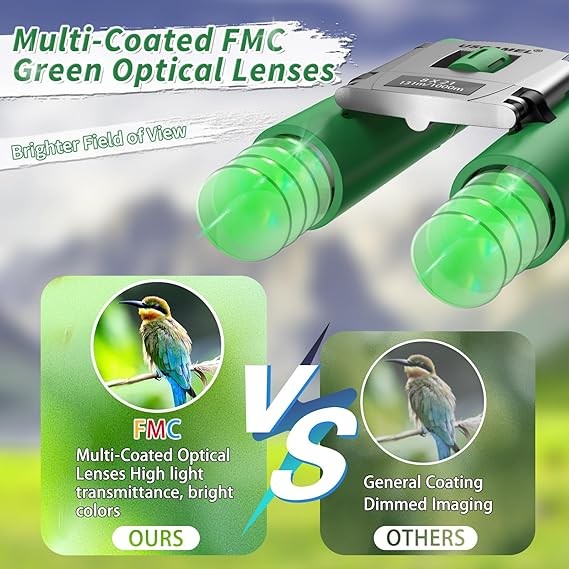 8x21 Waterproof Compact Kids Binoculars Mini Folding Outdoor Bird Watching Green