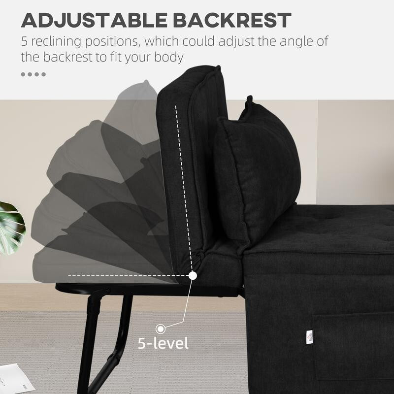 4-in-1 Folding Chair Bed w/ Pillow & Pockets – Recliner, Ottoman, Sleeper