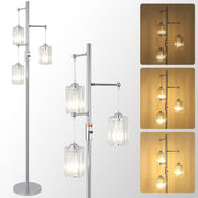 Dimmable Floor Lamp 3 Light Crystal Glass Standing Lamp Chrome Modern