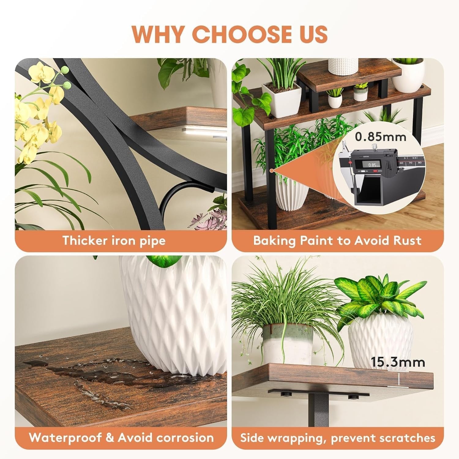 157cm 8 Tier Metal Plant Stand with Grow Lights Indoor Tall Flower Shelf
