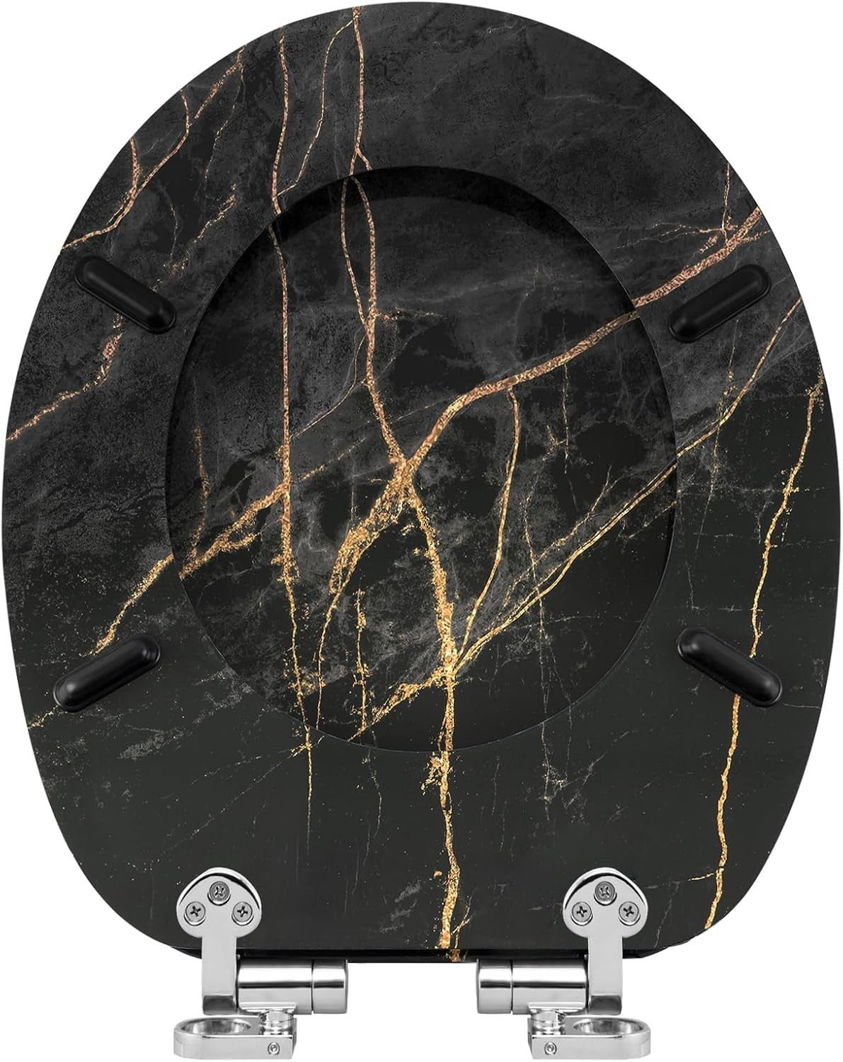 Soft Close O-Shaped Toilet Seat Quick Release MDF Black Granite Heavy Duty