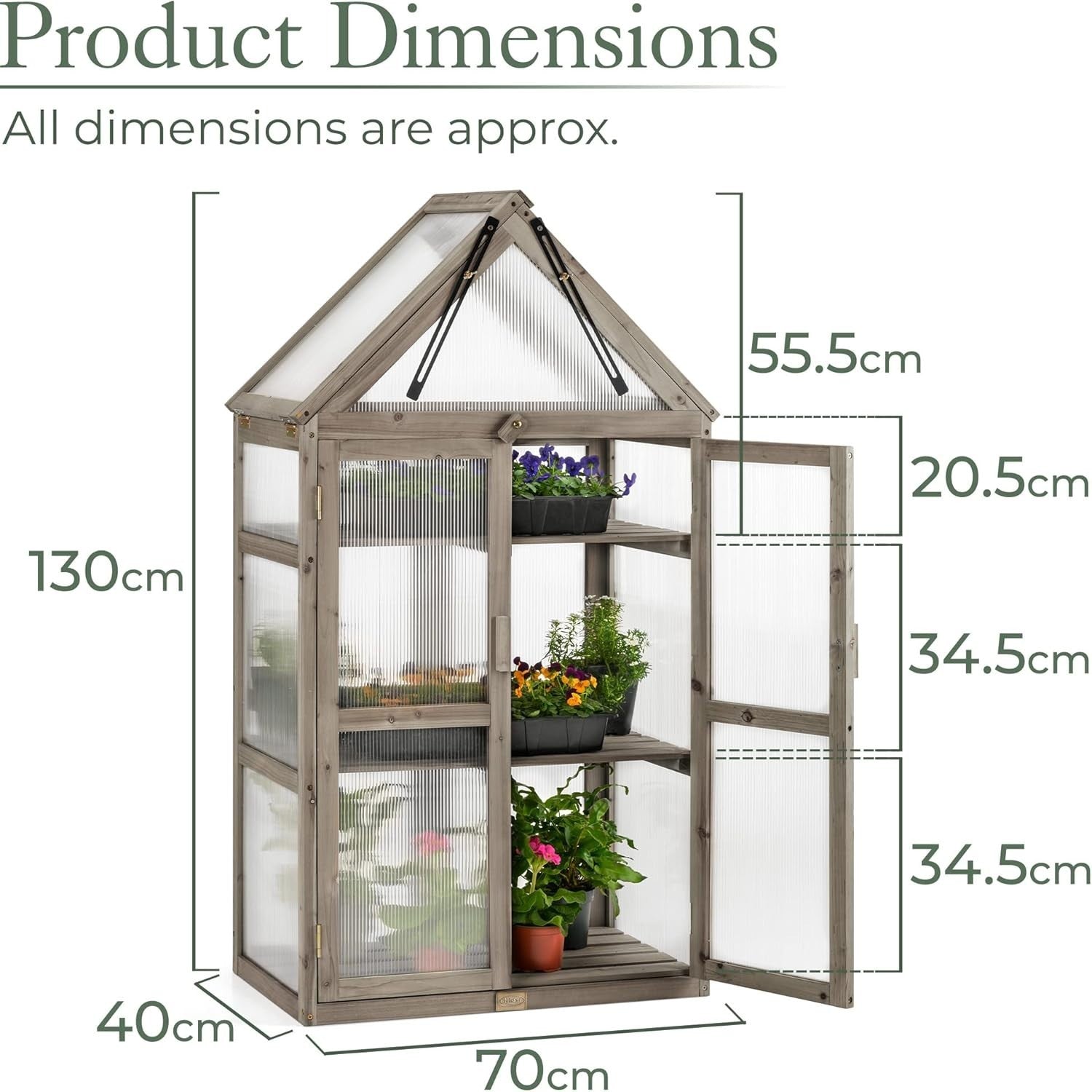Wooden Lean-To Greenhouse Cold Frame | Polycarbonate Windows Garden Growhouse