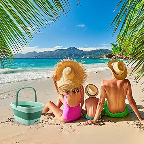 Collapsible Foot Spa Bath Basin with Massage Rollers & Handles, 15L Soak Tub