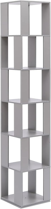 Slim Rotating 6-Tier Bookshelf Tall Corner Storage Unit Modern Display Shelf