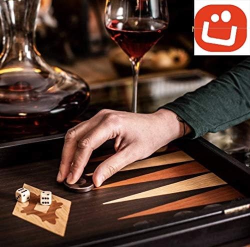 Large Walnut Backgammon Set Luxury Wooden Foldable Board Game 48cm