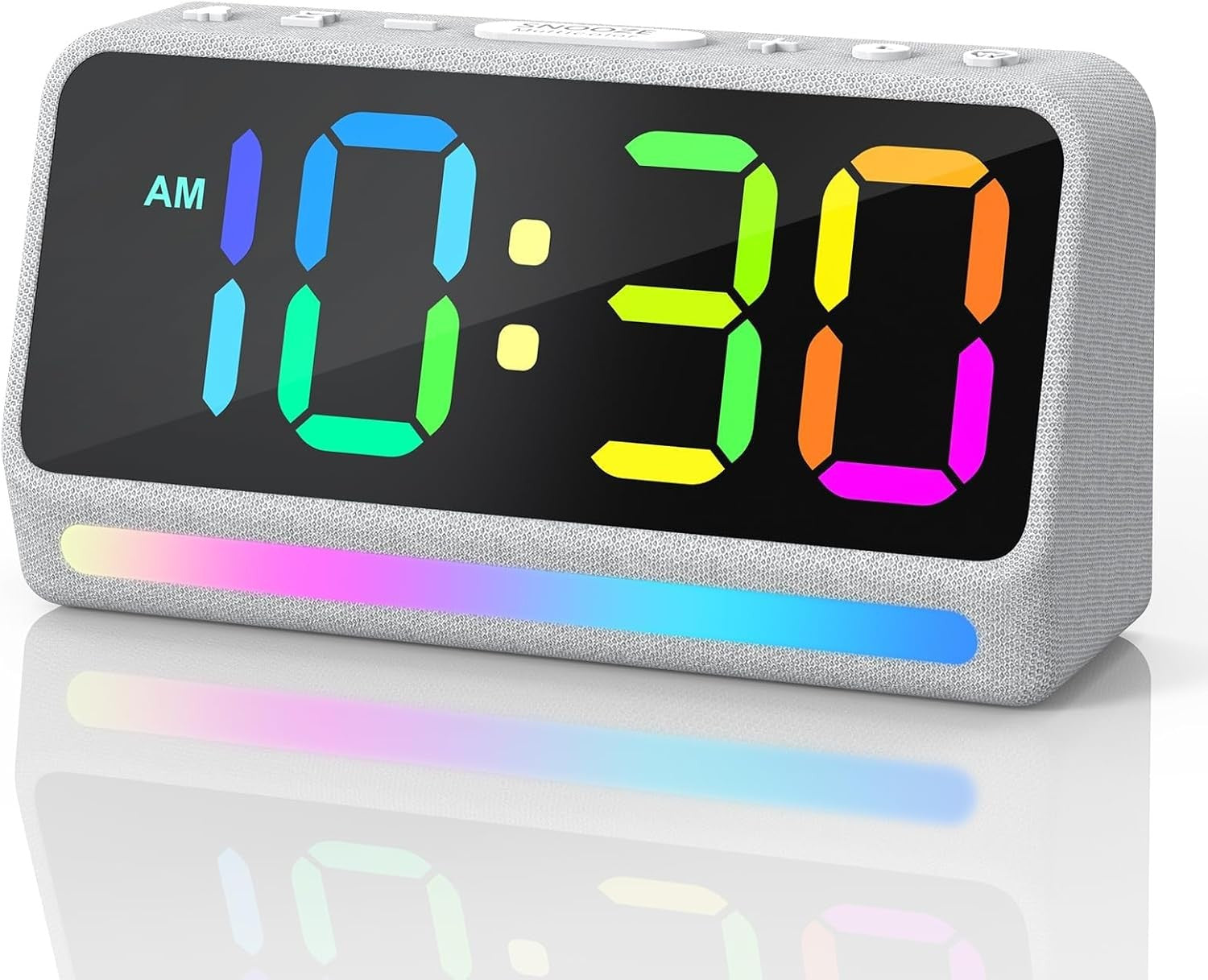 Extra Loud Alarm Clock Heavy Sleepers LED Display 7 Colour Night Light
