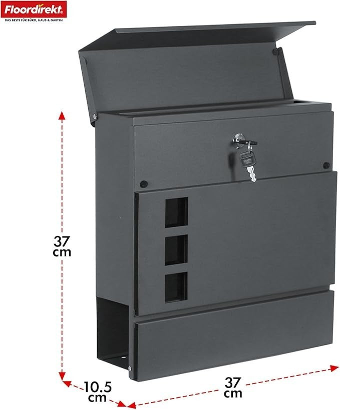 Lockable Wall Mounted Letterbox with Windows & Newspaper Slot – Rustproof Steel